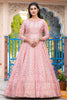 Captivating Light Pink Digital Printed Silk Traditional Gown With Dupatta