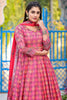 Enchanting Pink Digital Printed Dola Silk Festival Wear Gown