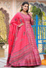 Enchanting Pink Digital Printed Dola Silk Festival Wear Gown