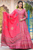 Enchanting Pink Digital Printed Dola Silk Festival Wear Gown