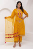 Alluring Yellow Floral Embroidery Viscose Silk Haldi Wear Pant Suit