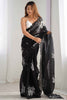 Dazzling Black Sequins Organza Party Wear Saree With Blouse