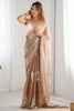 Spectacular Beige Sequins Organza Festival Wear Saree With Blouse