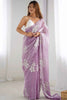 Astonishing Lavender Sequins Organza Event Wear Saree With Blouse