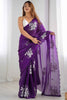 Amazing Purple Sequins Organza Event Wear Saree With Blouse