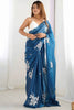 Fabulous Blue Sequins Organza Festival Wear Saree With Blouse