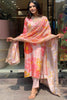 Gorgeous Pink Printed Rayon Traditional Pant Suit With Dupatta