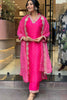 Captivating Hot Pink Printed Silk Function Wear Pant Suit With Dupatta