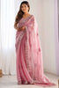 Amazing Pink Embroidered Organza Event Wear Saree With Blouse