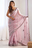 Charming Mauve Embroidered Organza Reception Wear Saree With Blouse