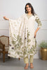 Alluring Off-White Embroidered Crepe Event Wear Pant Suit With Dupatta