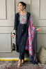 Attractive Black Embroidered Rayon Event Wear Pant Suit With Dupatta