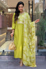 Gorgeous Lime Green Embroidered Viscose Function Wear Pant Suit