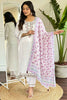 Splendid White Embroidery Work Viscose Event Wear Pant Suit