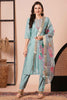 Enjoyable Sea Green Embroidered Viscose Event Wear Pant Suit