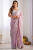 Ravishing Mauve Color Sequins Oragnza Function Wear Saree