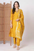 Amazing Yellow Embroidered Chanderi Silk Haldi Wear Pant Suit