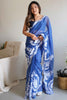 Precious Blue Embroidered Organza Event Wear Saree With Blouse