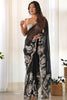 Dazzling Black Embroidered Organza Party Wear Saree With Blouse