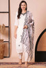 Lovely White Embroidered Silk Festival Wear Pant Suit With Dupatta