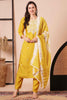 Surprising Mustard Embroidered Chanderi Silk Haldi Wear Pant Suit