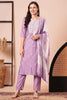 Marvelous Purple Embroidered Chanderi Silk Traditional Pant Suit