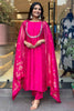 Dazzling Pink Embroidered Viscose Wedding Wear Pant Suit With Dupatta