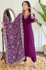 Attractive Wine Sequins Viscose Pant Suit With Bandhani Dupatta