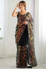 Ravishing Black Color Sequins Net Party Wear Saree With Blouse