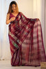 Tantalizing Maroon Sequins Work Georgette Ceremony Wear Saree