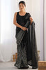 Enchanting Black Sequins Work Georgette Party Wear Saree