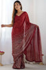 Enjoyable Red Sequins Work Georgette Cocktail Wear Saree