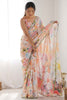 Beautiful Multi-Color Digital Printed Chinon Function Wear Saree