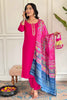 Captivating Rani Pink Embroidered Viscose Festival Wear Pant Suit