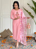 Winning Peach Embroidered Rayon Festival Wear Pant Suit