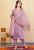 Flashy Lavender Embroidered Viscose Event Wear Pant Suit With Dupatta