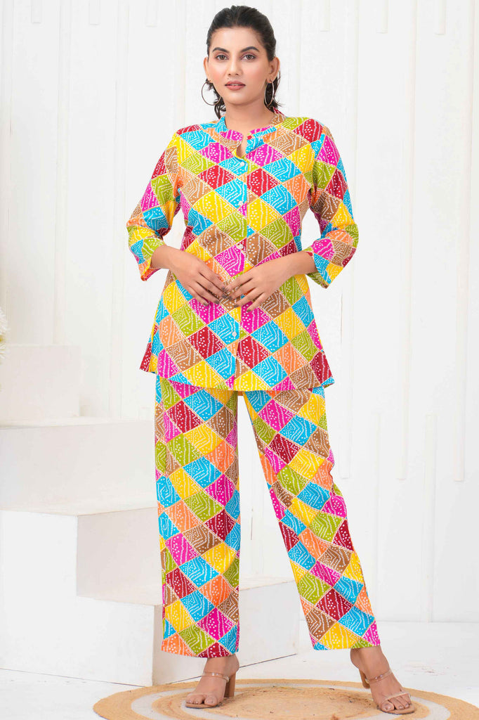 Incredible Multi-Color Digital Printed Rayon Casual Wear Co-Ord Set