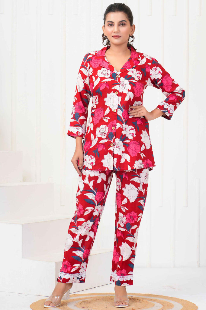 Fantastical Red-Color Digital Printed Rayon Casual Wear Co-Ord Set