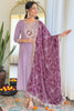 Beautiful Lavender Embroidered Viscose Function Wear Pant Suit