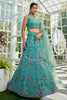 Lovely Teal Blue Embroidered Net Engagement Wear Lehenga Choli