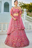 Beautiful Pink Embroidered Net Designer Lehenga Choli With Dupatta