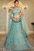 Fantastical Sea Green Embroidered Net Engagement Wear Lehenga Choli