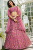 Surprising Pink Embroidered Net Wedding Lehenga Choli With Dupatta