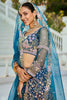 Dazzling Blue Thread Work Net Wedding Lehenga Choli With Dupatta