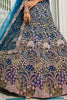 Dazzling Blue Thread Work Net Wedding Lehenga Choli With Dupatta