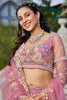 Spectacular Pink Sequins Net Bridesmaid Lehenga Choli With Dupatta