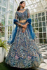 Outstanding Blue Sequins Net Bridesmaid Lehenga Choli With Dupatta