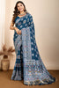 Glamorous Teal Blue Zari Weaving Silk Wedding Saree With Blouse