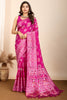 Alluring Rani Pink Zari Weaving Silk Wedding Saree With Blouse