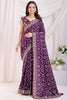 Shocking Purple Bandhani Printed Silk Wedding Saree With Blouse